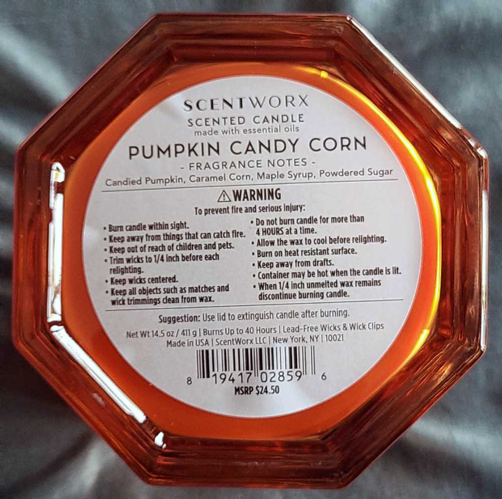 CANDLE: Halloween ScentWorx Pumpkin Candy Corn HomeWorx  2021 - Scentworx (Halloween Candles) action figure collectible [Barcode 819417028596] - Main Image 2
