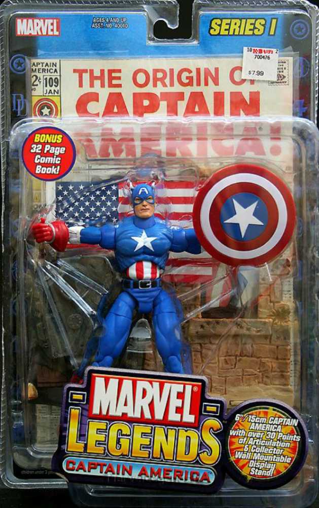 Marvel Legends, Series 1: Captain America  - Toy Biz (Marvel Superheroes) action figure collectible - Main Image 2