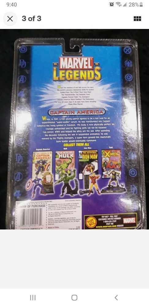 Marvel Legends, Series 1: Captain America  - Toy Biz (Marvel Superheroes) action figure collectible - Main Image 3