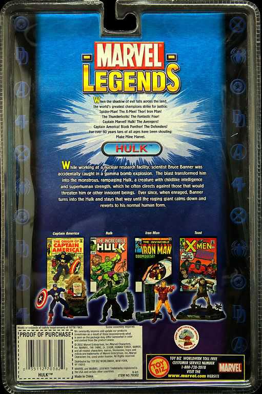 Marvel Legends, Series 1: The Incredible Hulk - Toy Biz (Marvel Superheroes) action figure collectible - Main Image 3