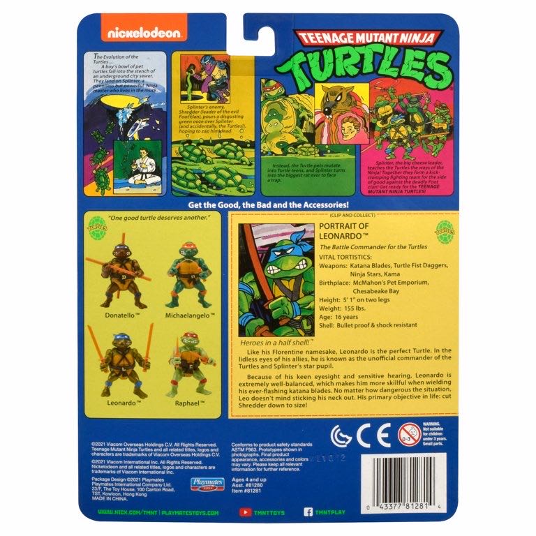 TMNT: Leonardo (classic re-release) - Playmates (Teenage Mutant Ninja Turtles (Classic Retro)) action figure collectible [Barcode 043377812814] - Main Image 3