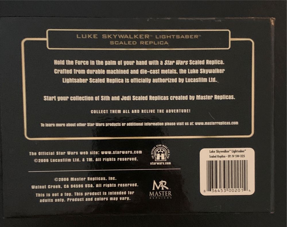 Master Replicas - Luke Skywalker Lightsaber .45 Scale - Master Replicas action figure collectible [Barcode 836453002014] - Main Image 2