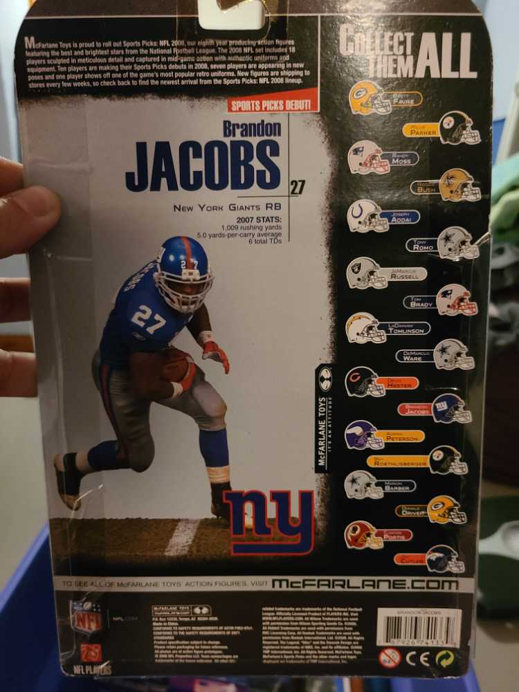 Brandon Jacobs - McFarlane’s Sportspicks (NFL) action figure collectible [Barcode 787926741339] - Main Image 2