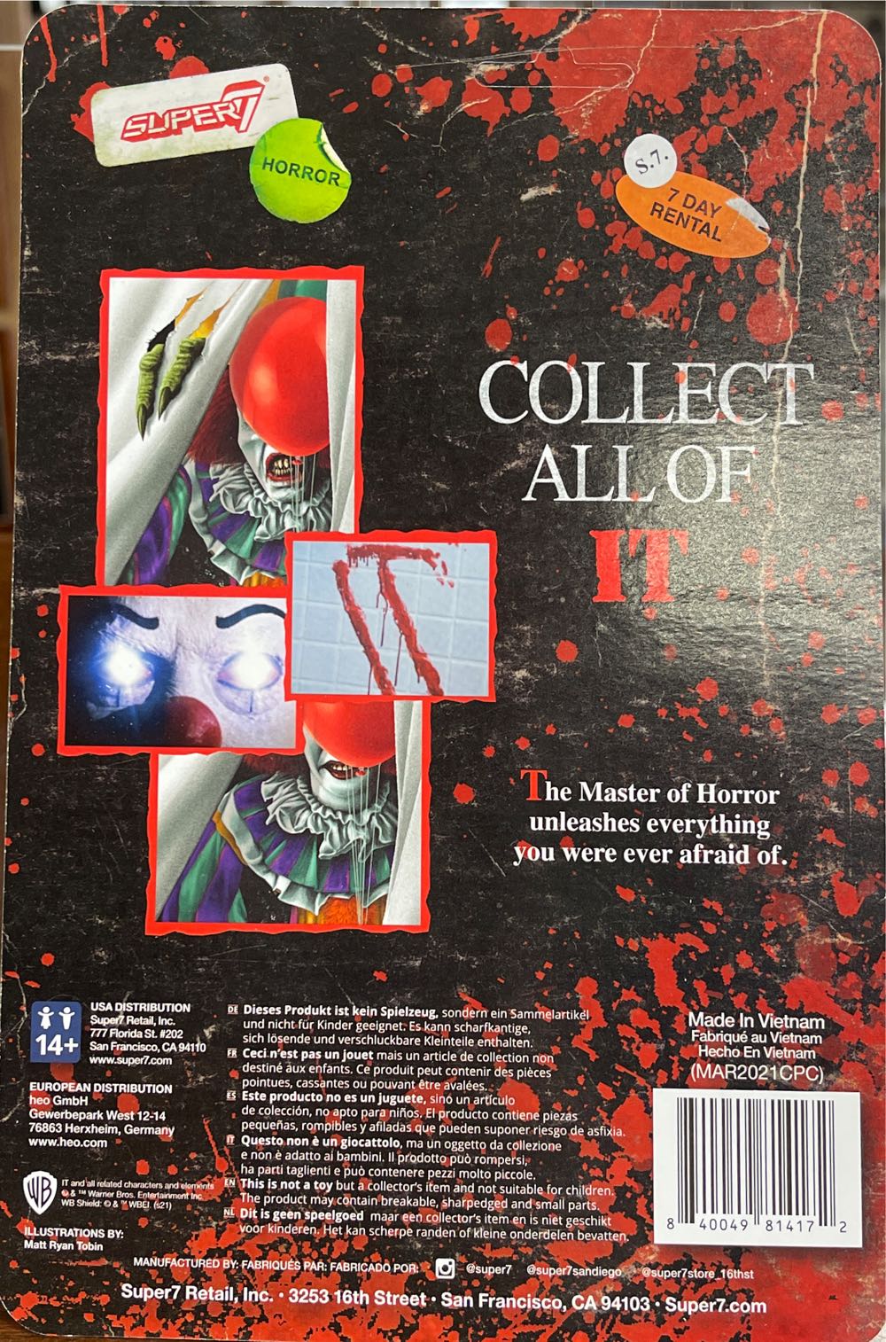 Pennywise - Super 7 (Horror ReAction) action figure collectible [Barcode 840049814172] - Main Image 2