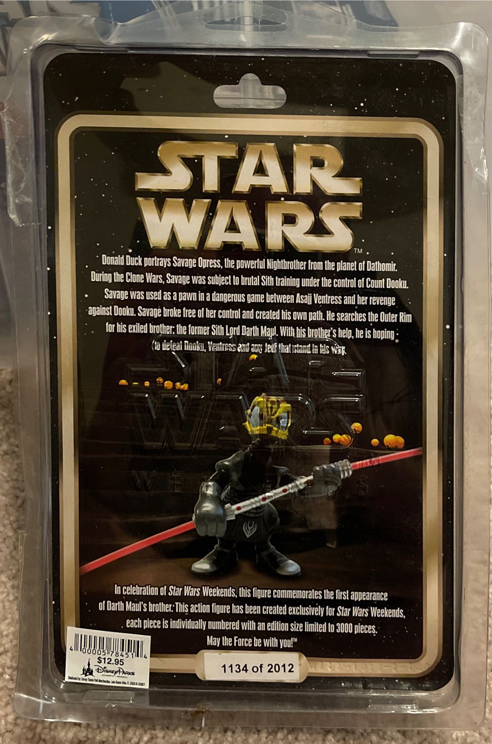 Disney Parks Exclusive Star Wars Weekends Donald Duck As Savage Opress New  action figure collectible [Barcode 400005784514] - Main Image 2