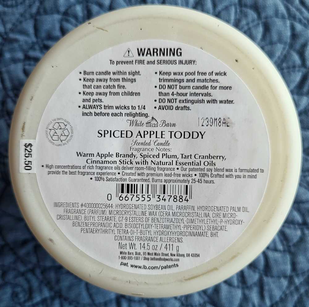 CANDLE: Thanksgiving Bath & Bodyworks Spiced Apple Toddy 2021 - Bath & Bodyworks Candle (Thanksgiving Candles) action figure collectible [Barcode 667555347884] - Main Image 2