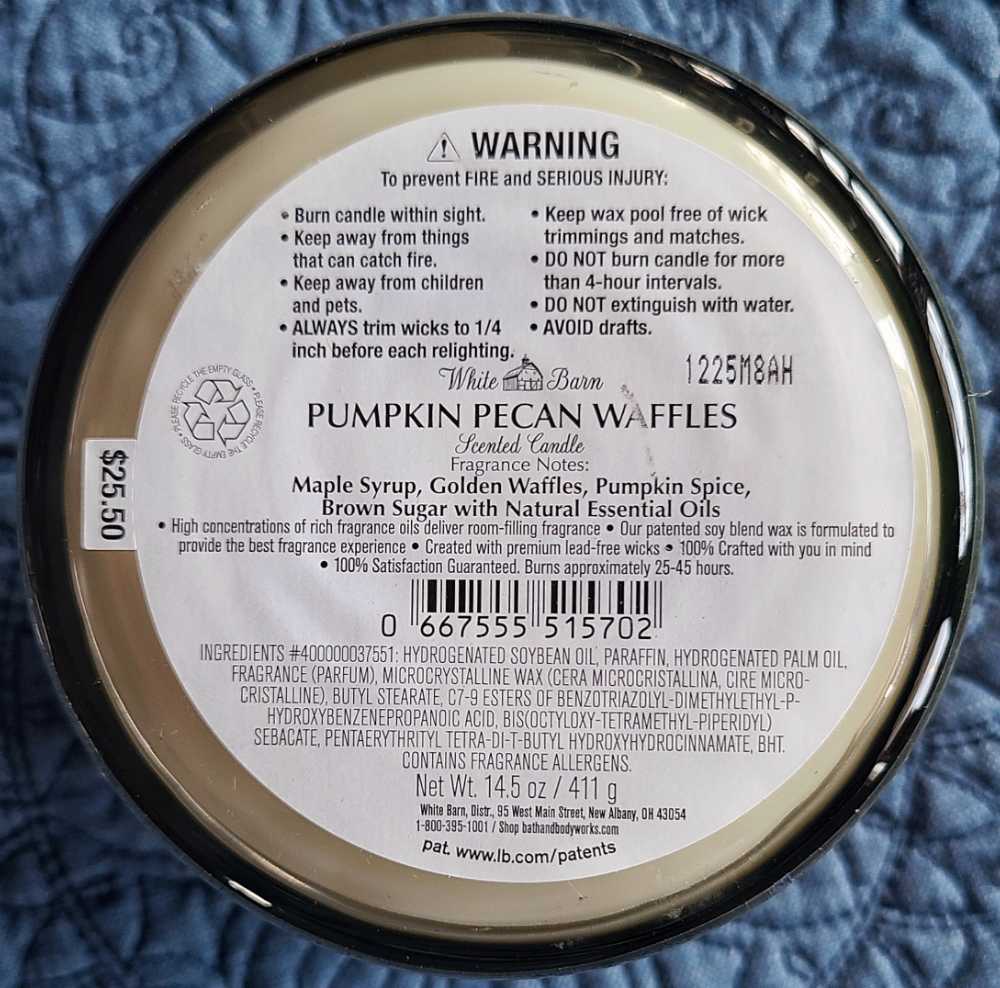 CANDLE: Thanksgiving Bath & Bodyworks Pumpkin Pecan Waffles Give Thanks 2021 - Bath & Bodyworks Candle (Thanksgiving Candles) action figure collectible [Barcode 667555515702] - Main Image 2