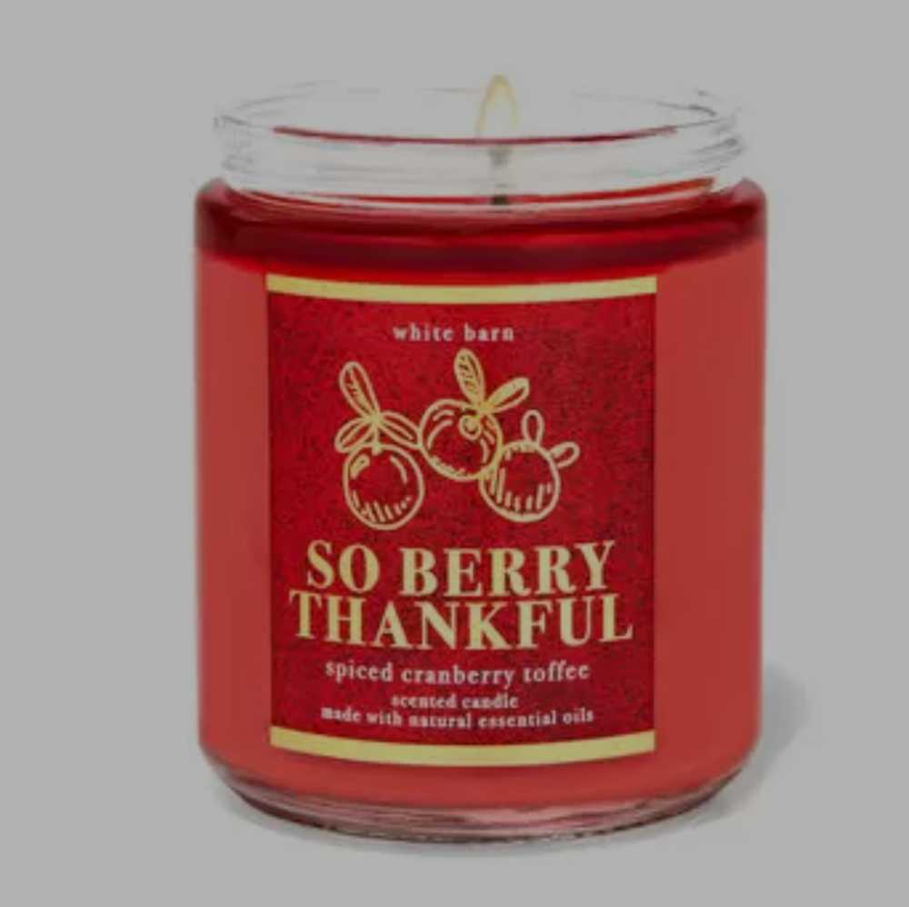 CANDLE: Thanksgiving Bath & Bodyworks So Berry Thankful - Spiced Cranberry Toffee  Single Wick 2021 - Bath & Bodyworks Candle (Thanksgiving Candles) action figure collectible [Barcode 667555512145] - Main Image 3