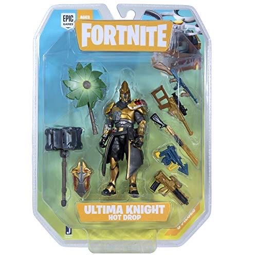 Fortnite Ultima Knight Hot Drop Figure 4 Inch Action Figure With 25 Points Of Articulation Includes Vanquisher Harvesting Tool Palm Leaf Umbrella Glider Dragoncrest Back Bling 5 Weapons  (Fortnite 4” Figure Collection) action figure collectible [Barcode 191726018407] - Main Image 2
