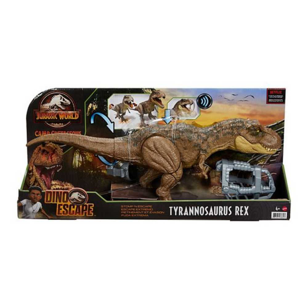 JW CC Dino Escape: Stomp ‘N Escape Tyrannosaurus Rex - Mattel (Jurassic World Camp Cretaceous) action figure collectible [Barcode 887961938623] - Main Image 2