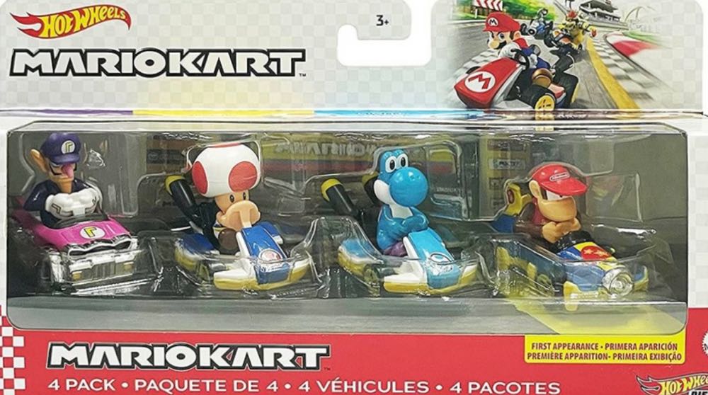 Hot Wheels Mario Kart Vehicle 4-pack  Wave 5  (Hotwheeld) action figure collectible [Barcode 887961965537] - Main Image 1