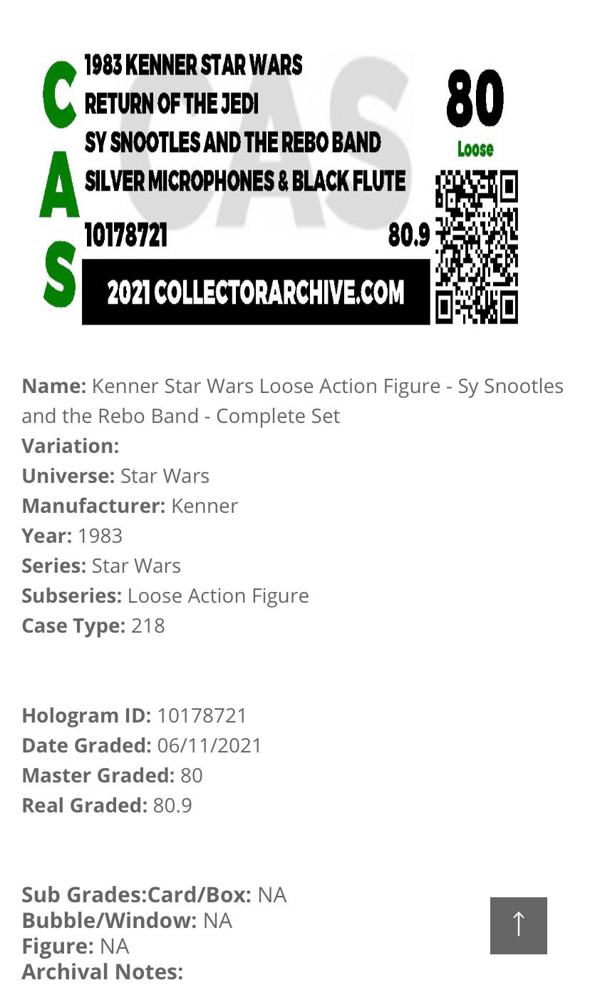 Graded - Sy Snootles And The Rebo Band - Kenner (Return Of The Jedi) action figure collectible - Main Image 3