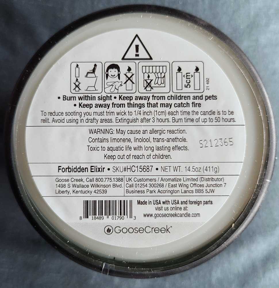 CANDLE: Halloween Goose Creek Forbidden Elixir  2021 - Goose Creek Candle (Halloween Candle) action figure collectible [Barcode 818489017903] - Main Image 2