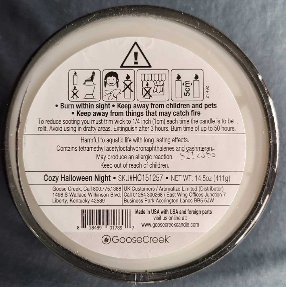 CANDLE: Halloween Goose Creek Cozy Halloween Night 2021 - Goose Creek Candle (Halloween Candle) action figure collectible [Barcode 818489017897] - Main Image 2