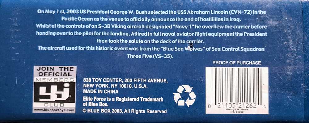 Elite Force Aviator - George W. Bush U.S. President And Naval Aviator - Blue Box (Desert Storm) action figure collectible [Barcode 021105212624] - Main Image 3