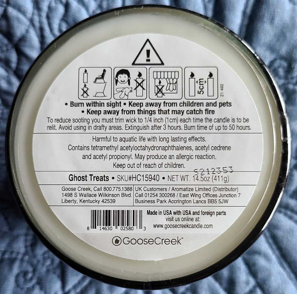 CANDLE: Halloween Goose Creek Ghost Treats 2021 - Goose Creek Candle (Halloween Candle) action figure collectible [Barcode 814630025803] - Main Image 2