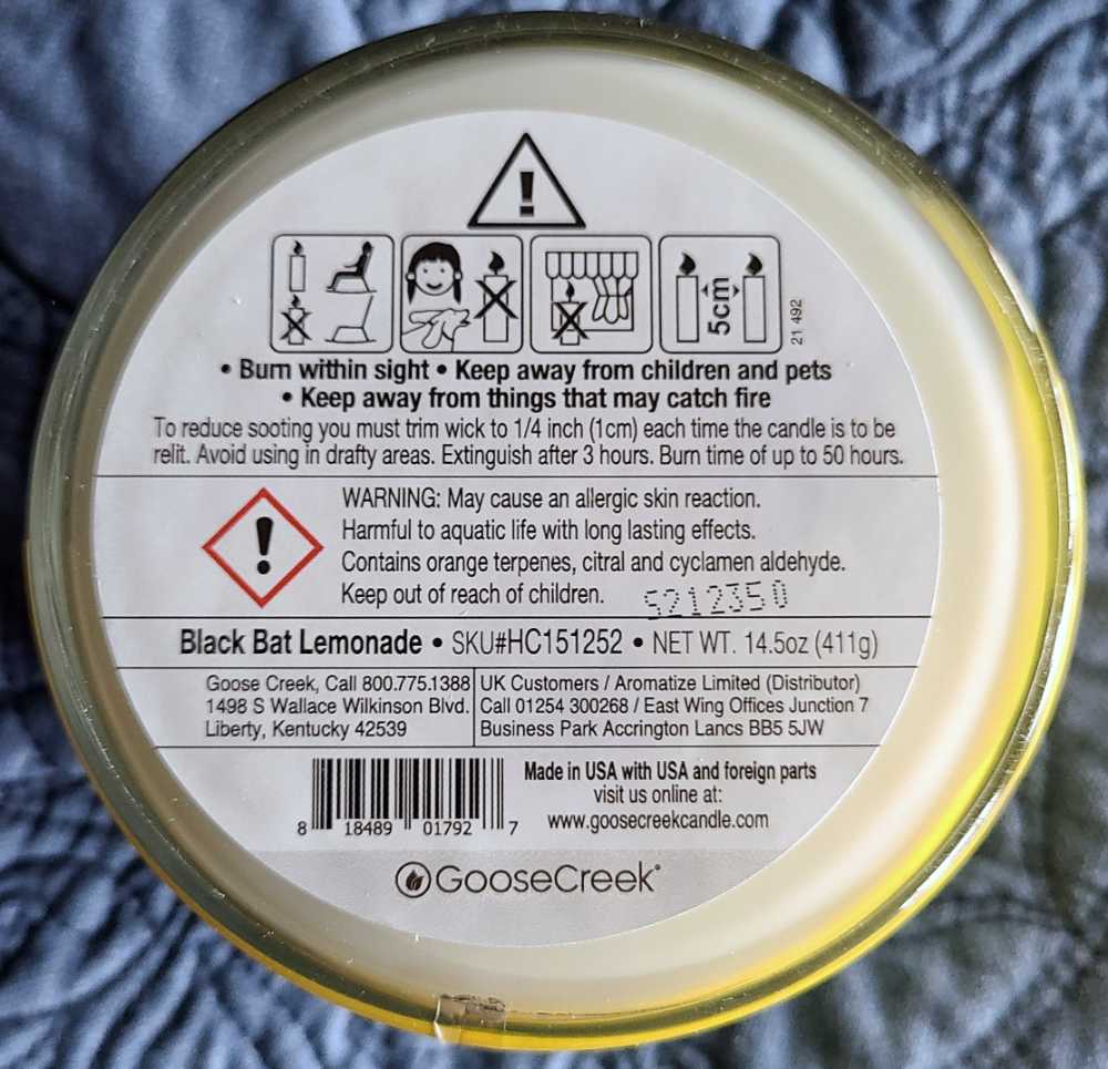 CANDLE: Halloween Goose Creek Black Bat Lemonade 2021 - Goose Creek Candle (Halloween Candle) action figure collectible [Barcode 818489017927] - Main Image 2