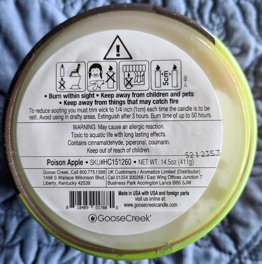 CANDLE: Halloween Goose Creek Poison Apple  2021 - Goose Creek Candle (Halloween Candle) action figure collectible [Barcode 818489017880] - Main Image 3
