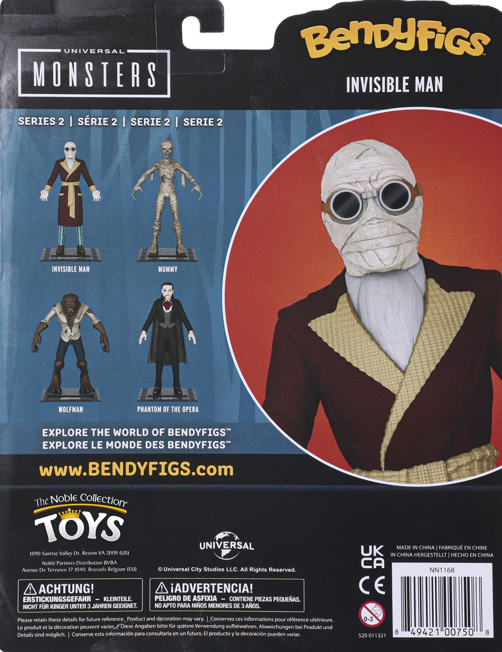 Universal Monsters Invisible Man - Noble Collection Toys (Bendyfigs) action figure collectible [Barcode 849421008659] - Main Image 2