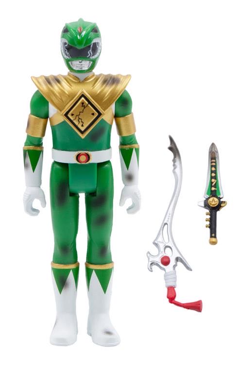Mighty Morphin Power Rangers (ReAction): Green Ranger (Battle Damaged) - Super 7 (Mighty Morphin Power Rangers) action figure collectible [Barcode 840049813403] - Main Image 2