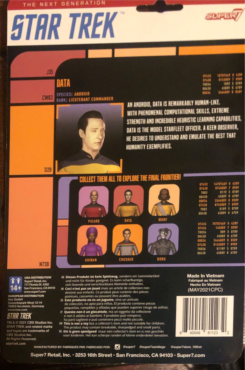 Star Trek: TNG - Data Figure (Super7) - ReAction (Star Trek: The Next Generation) action figure collectible [Barcode 840049811232] - Main Image 2