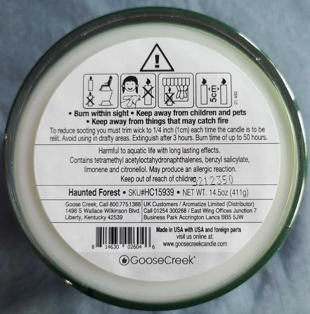 CANDLE: Halloween Goose Creek Haunted Forest 2021 - Goose Creek Candle (Halloween Candle) action figure collectible [Barcode 814630026046] - Main Image 2