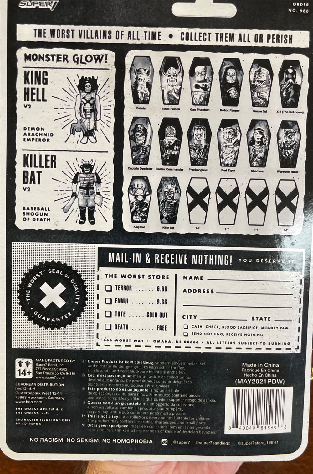 Killer Bat Baseball Shogun Of Death The Worst Super 7 Reaction - Super 7 action figure collectible [Barcode 840049815698] - Main Image 2