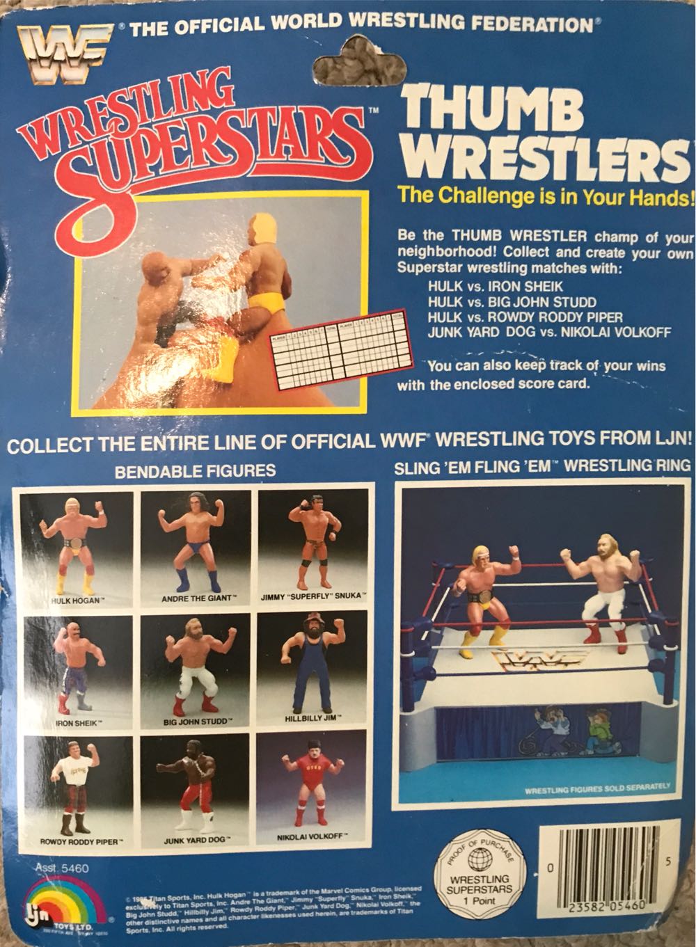 Wrestlers Ljn Wwf Ljn Be Wrestling Superstars Thumb Wrestlers Hulk Hogan Vs Iron Sheik  action figure collectible [Barcode 023582054605] - Main Image 3
