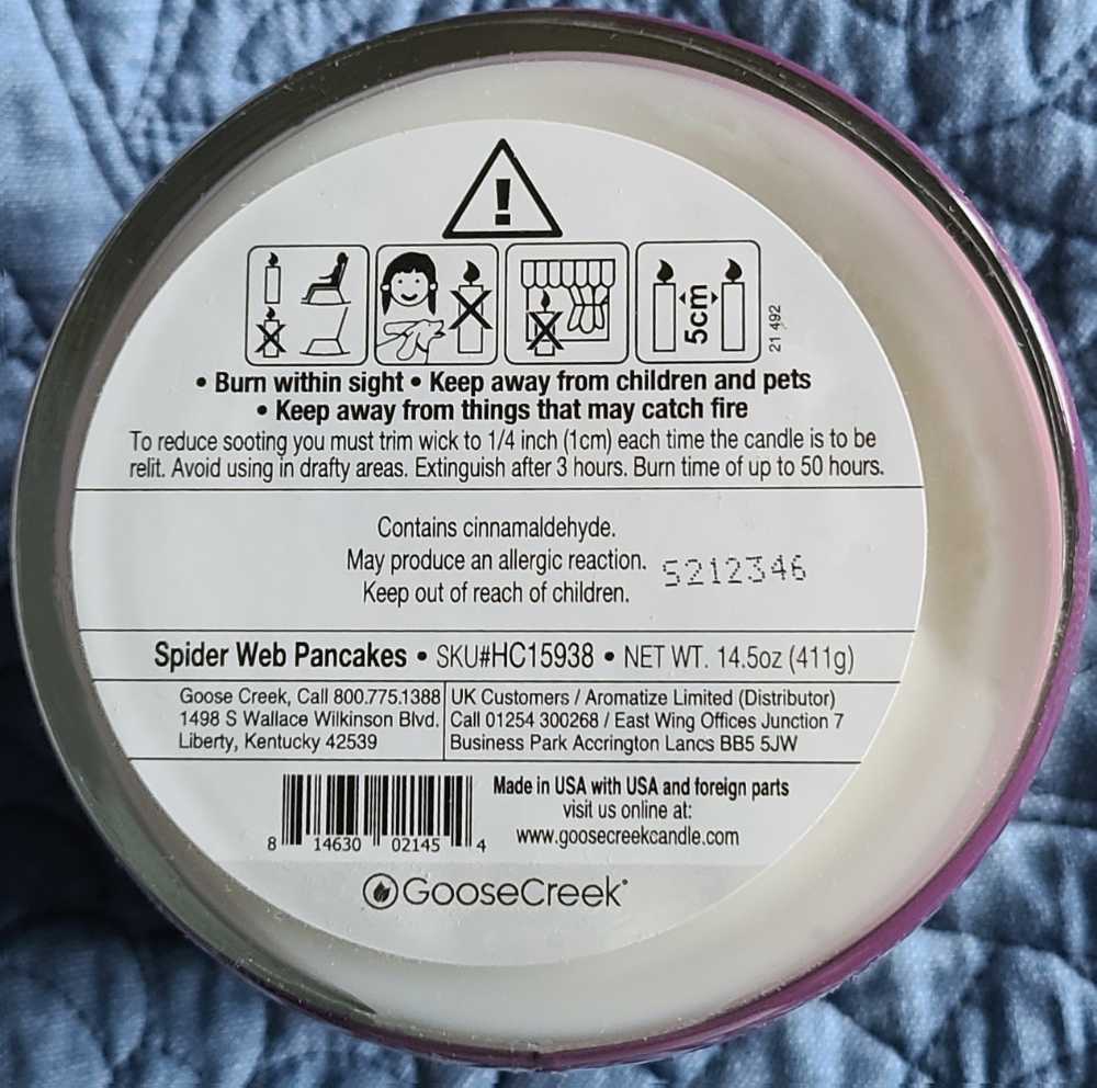 CANDLE: Halloween Goose Creek Spider Web Pancakes 2021 - Goose Creek Candle (Halloween Candle) action figure collectible [Barcode 814630021454] - Main Image 2