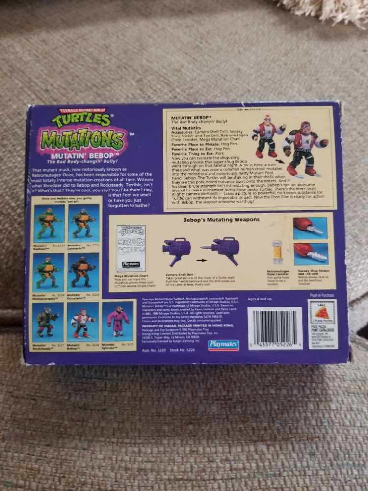 Mutatin’ Bebop - Playmates Toys (Teenage Mutant Ninja Turtles (1992)) action figure collectible [Barcode 043377052265] - Main Image 3