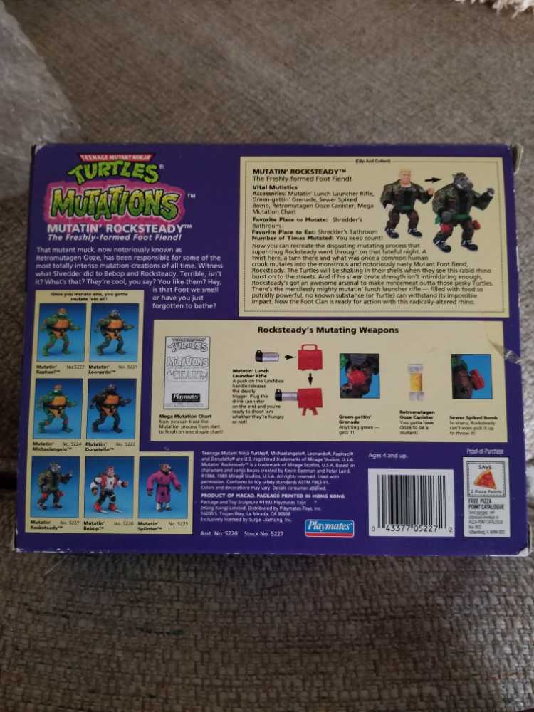 Mutatin’ Rocksteady - Playmates Toys (Teenage Mutant Ninja Turtles (1992)) action figure collectible [Barcode 043377052272] - Main Image 3