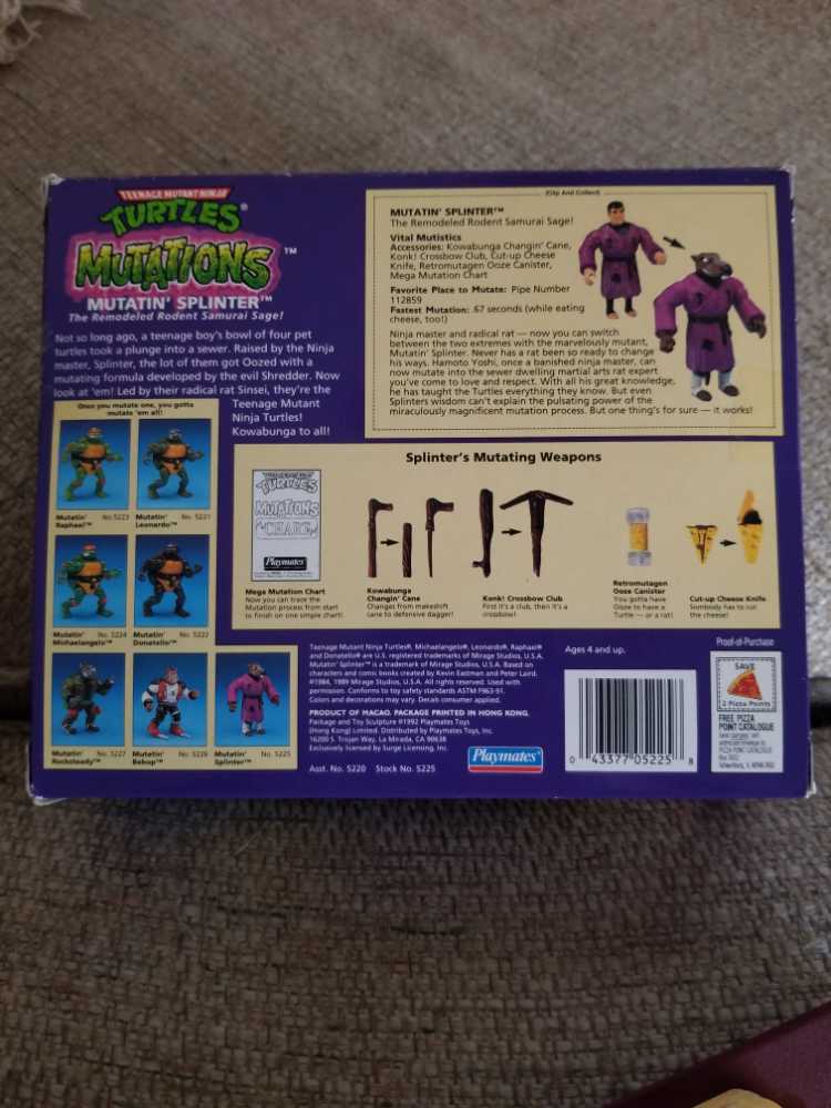 Mutatin’ Splinter - Playmates Toys (Teenage Mutant Ninja Turtles (1992)) action figure collectible [Barcode 043377052258] - Main Image 3