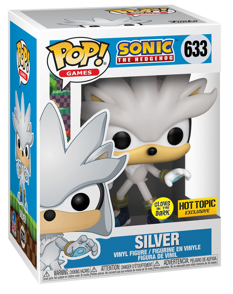 Silver (Sonic The Hodgehog) 633 Hot Topic Exclusive/ Glows In The Dark - Funko (Sonic The Hedgehog) action figure collectible [Barcode 889698522496] - Main Image 2