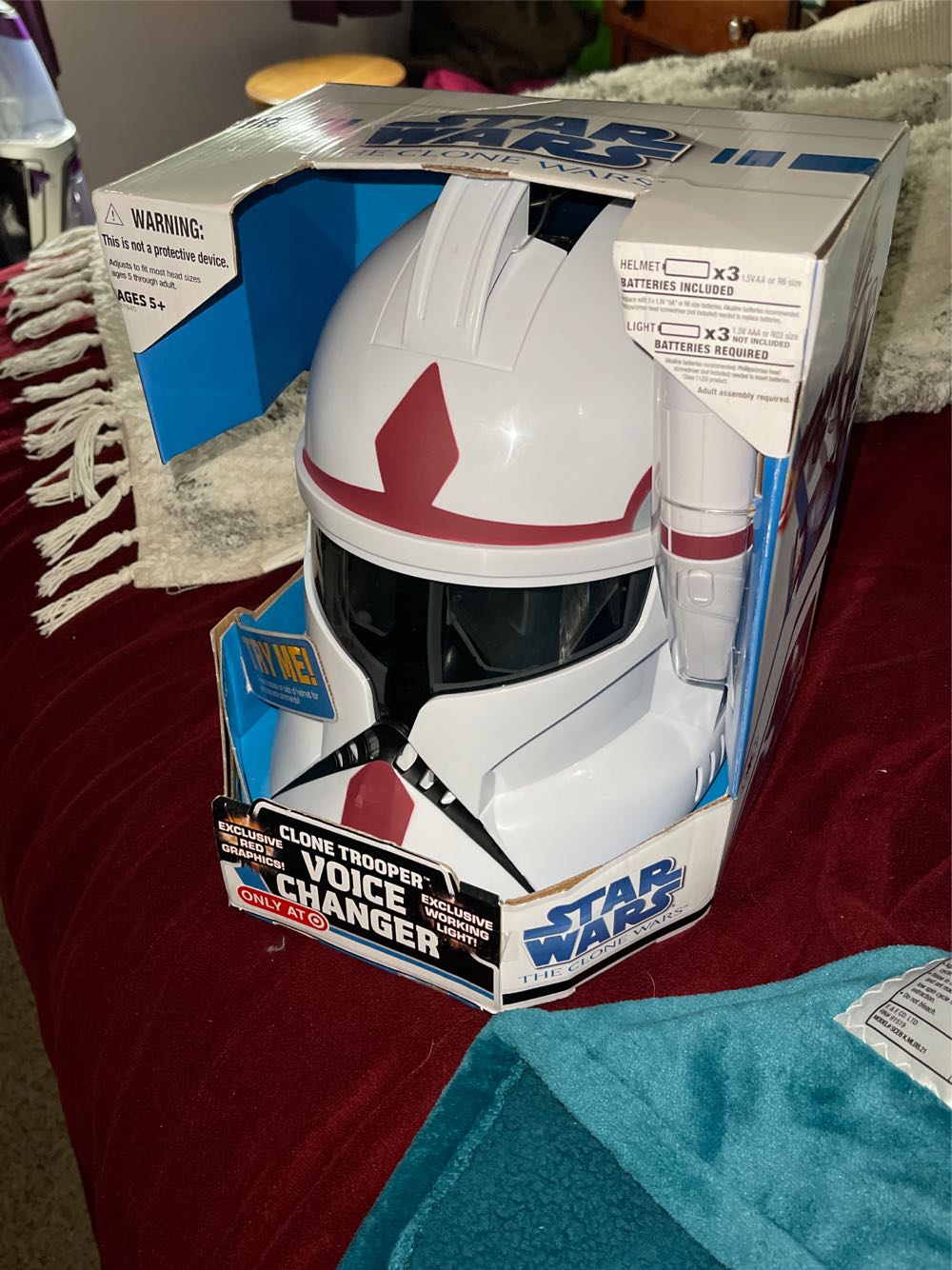 Star Wars The Clone Wars Clone Trooper Helmet Red Graphics Working Lights Clone Trooper Voice Changer Target Only  action figure collectible [Barcode 653569342939] - Main Image 2