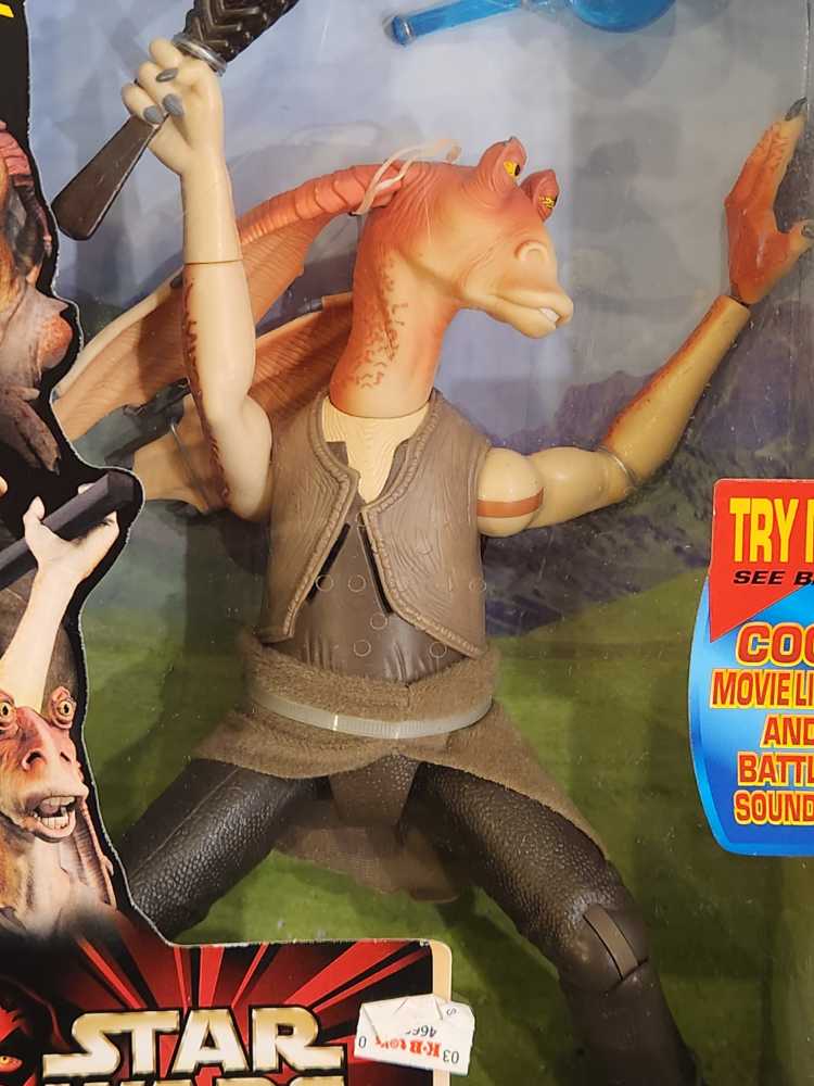 Star Wars Electronic Talking Jar Jar Binks 12 Inch Figure By Hasbro - Hasbro (Star Wars: Phantom Menance Episode 1) action figure collectible [Barcode 076281841663] - Main Image 3
