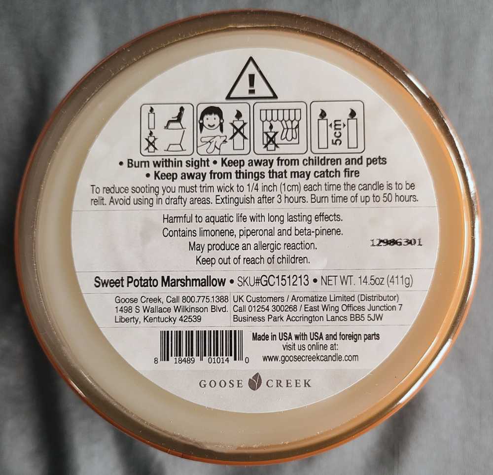 CANDLE: Thanksgiving Goose Creek Sweet Potato Marshmallow  2021 - Goose Creek Candle (Thanksgiving Candles) action figure collectible [Barcode 9938032877738] - Main Image 2