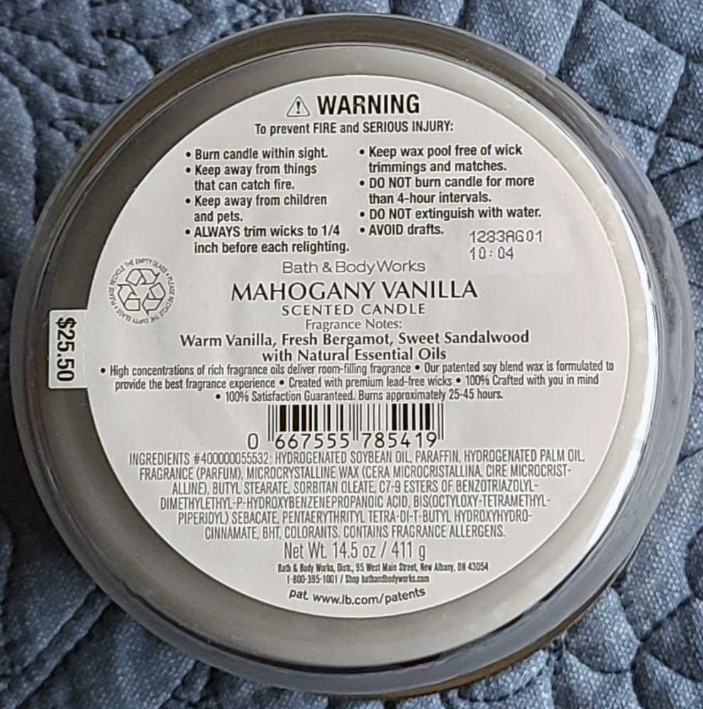 CANDLE: Christmas Bath & Bodyworks Mahogany Vanilla  - Give Peace 2021 - Bath & Bodyworks Candle (Christmas Candle) action figure collectible [Barcode 667555785419] - Main Image 2