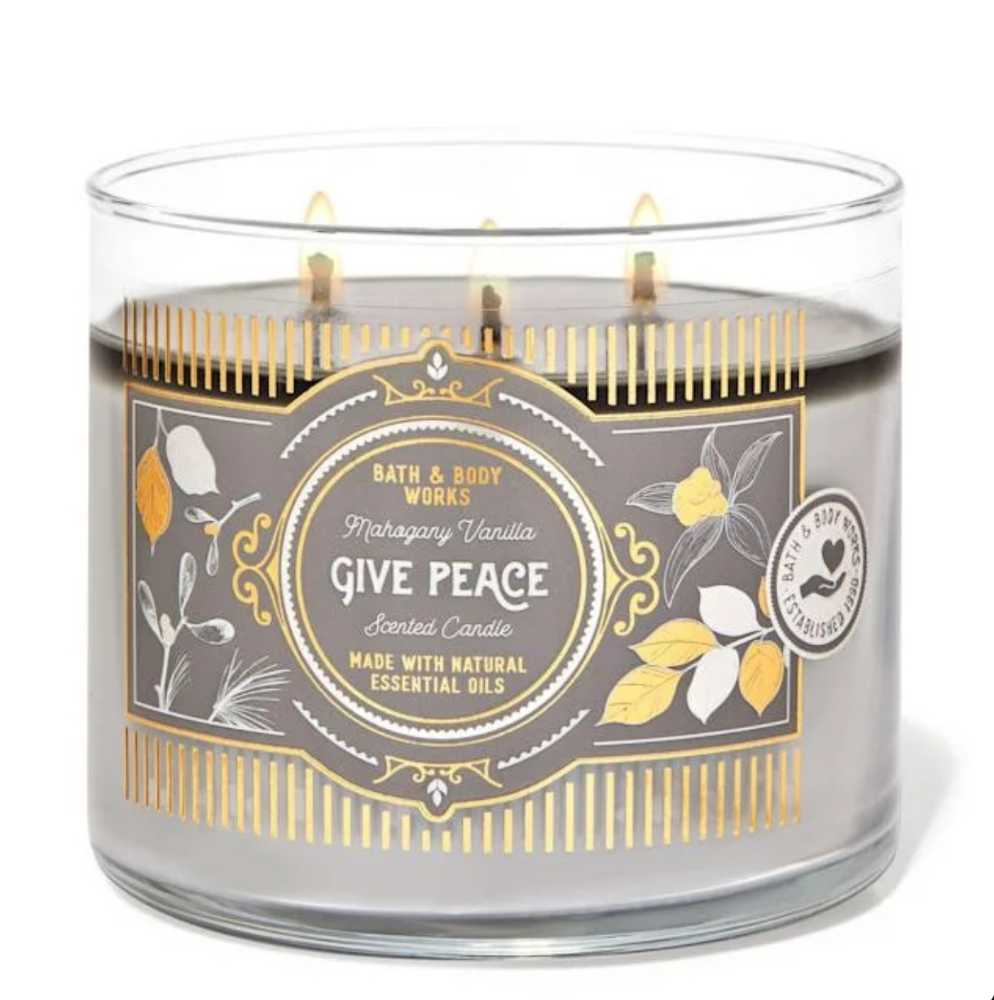 CANDLE: Christmas Bath & Bodyworks Mahogany Vanilla  - Give Peace 2021 - Bath & Bodyworks Candle (Christmas Candle) action figure collectible [Barcode 667555785419] - Main Image 3