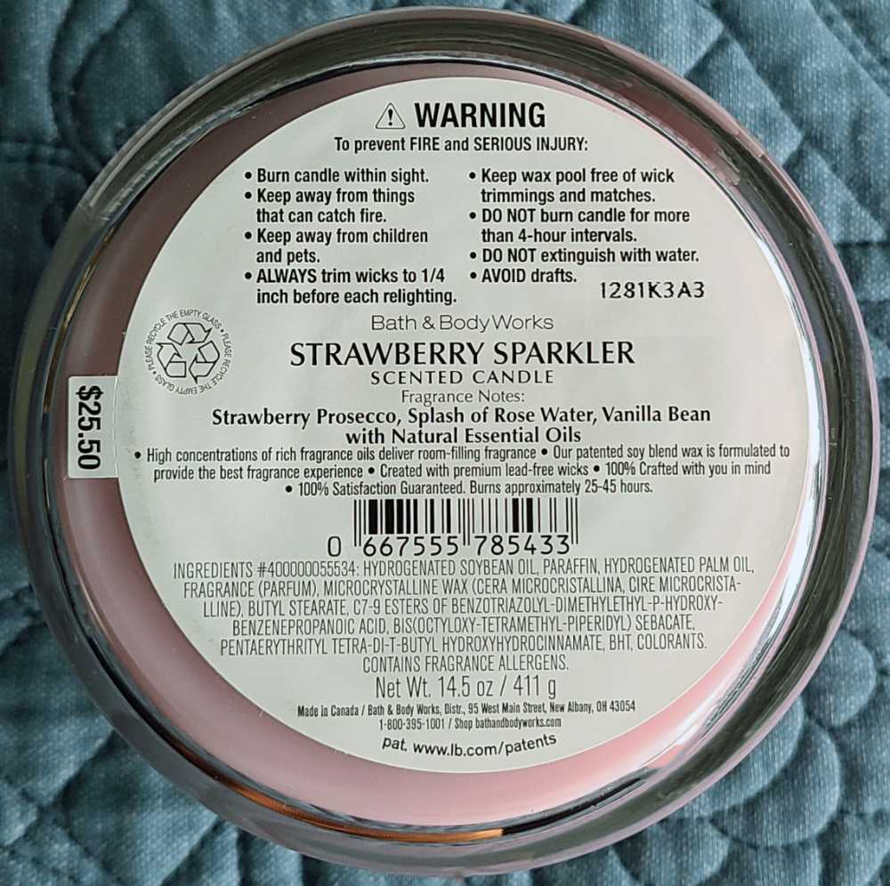 CANDLE: Christmas Bath & Bodyworks Strawberry Sparkler  - Give Cheer 2021 - Bath & Bodyworks Candle (Christmas Candle) action figure collectible [Barcode 667555785433] - Main Image 2