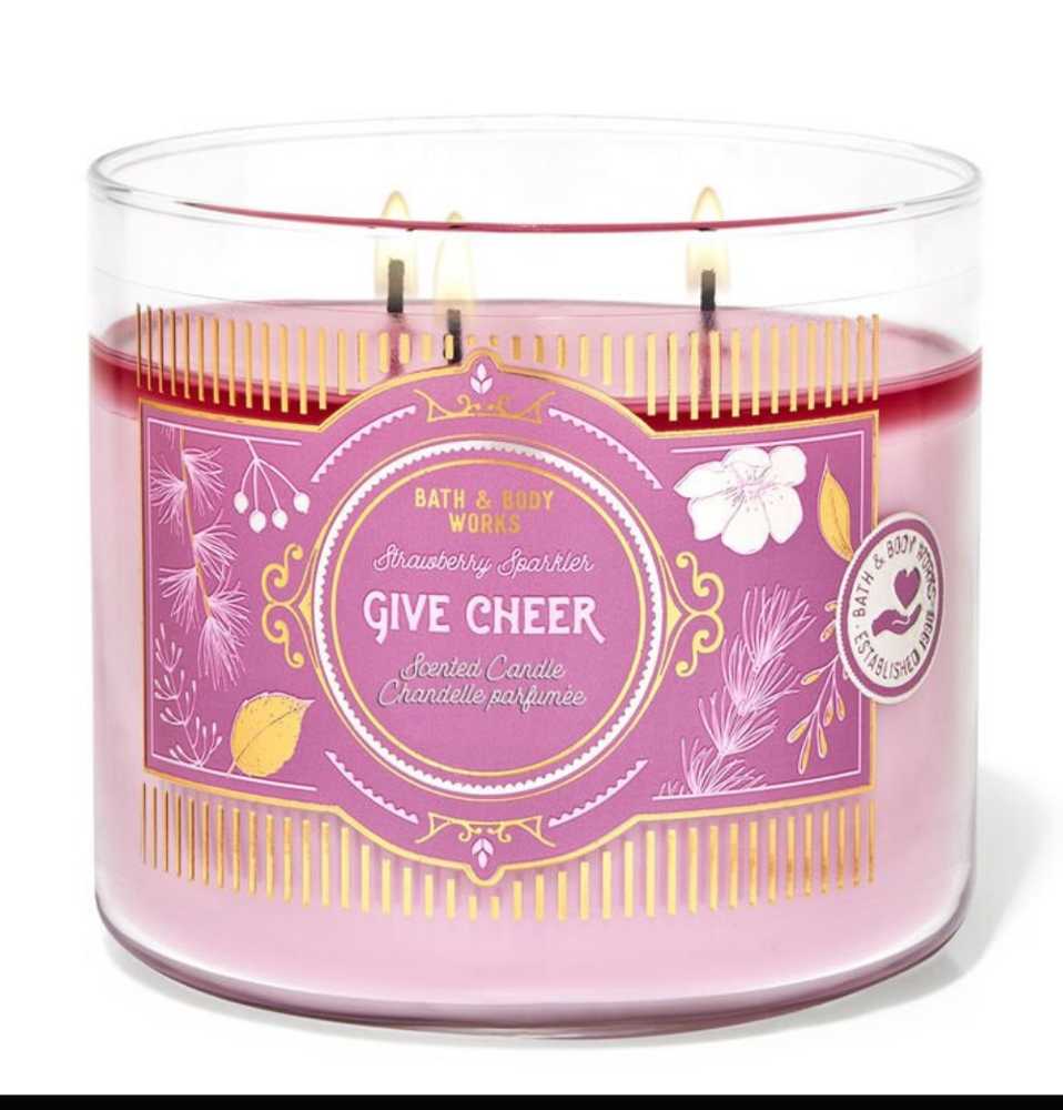 CANDLE: Christmas Bath & Bodyworks Strawberry Sparkler  - Give Cheer 2021 - Bath & Bodyworks Candle (Christmas Candle) action figure collectible [Barcode 667555785433] - Main Image 3