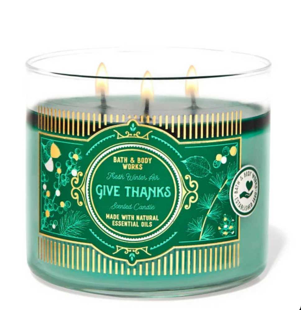 CANDLE: Christmas Bath & Bodyworks Fresh Winter Air -Give Thanks 2021 - Bath & Bodyworks Candle (Christmas Candle) action figure collectible [Barcode 667555785440] - Main Image 3