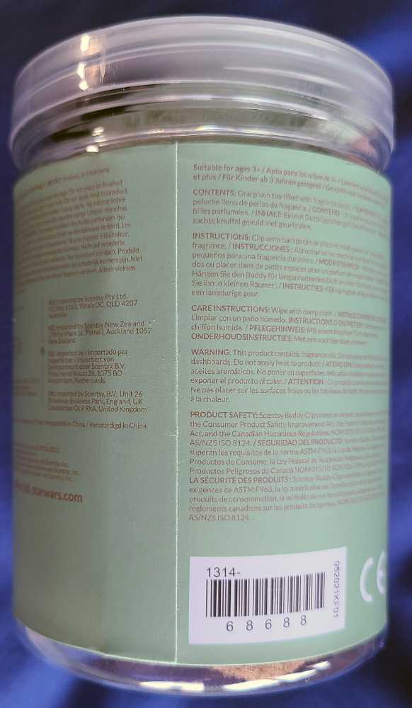 Scentsy Star Wars Grogu 7 inch plush Buddy Clip MANDO - Scentsy (The Mandalorian) action figure collectible - Main Image 2