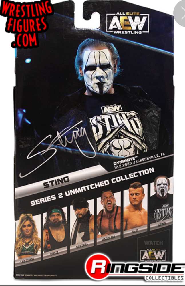 Signed JSA Cert. Sting - AEW Unmatched #9 - Jazwares AEW (AEW Unmatched Collection Series 2) action figure collectible [Barcode 191726415275] - Main Image 2