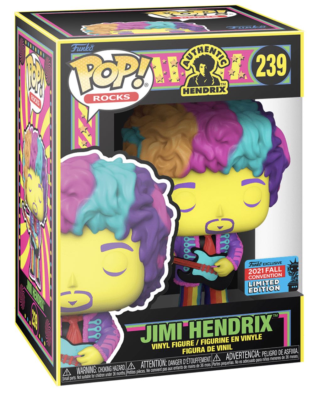 Jimi Hendrix (authentic Hendrix) 239 Black Light Glow  action figure collectible [Barcode 889698585576] - Main Image 2