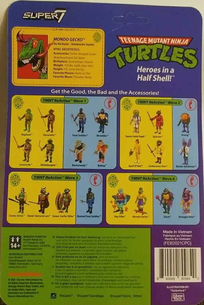 Mondo Gecko - Super7 (Teenage Mutant Ninja Turtles) action figure collectible [Barcode 840049809840] - Main Image 2