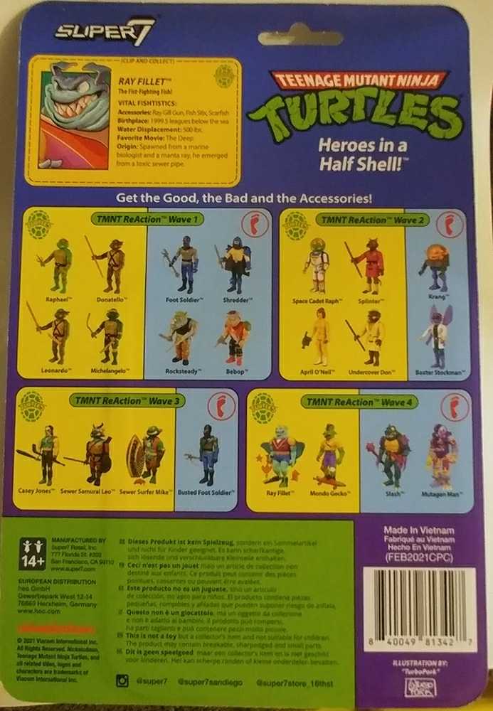 ReAction/ TMNT: Ray Filet - Super7 / Reaction (TMNT) action figure collectible [Barcode 840049813427] - Main Image 2