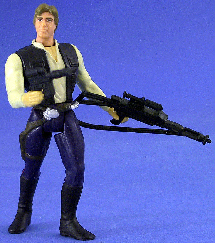Han Solo PotF - W/Heavy Assault Rifle And Blaster - Kenner/ Hasbro (Power Of The Force -foil Card) action figure collectible [Barcode 076281695778] - Main Image 3
