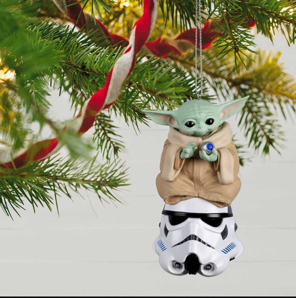 Hallmark Keepsake Christmas Ornament Star Wars: Grogu On Stormtrooper Helmet  2021 MANDO - Hallmark Keepsake Ornaments (Star Wars The Mandalorian) action figure collectible [Barcode 763795710508] - Main Image 3