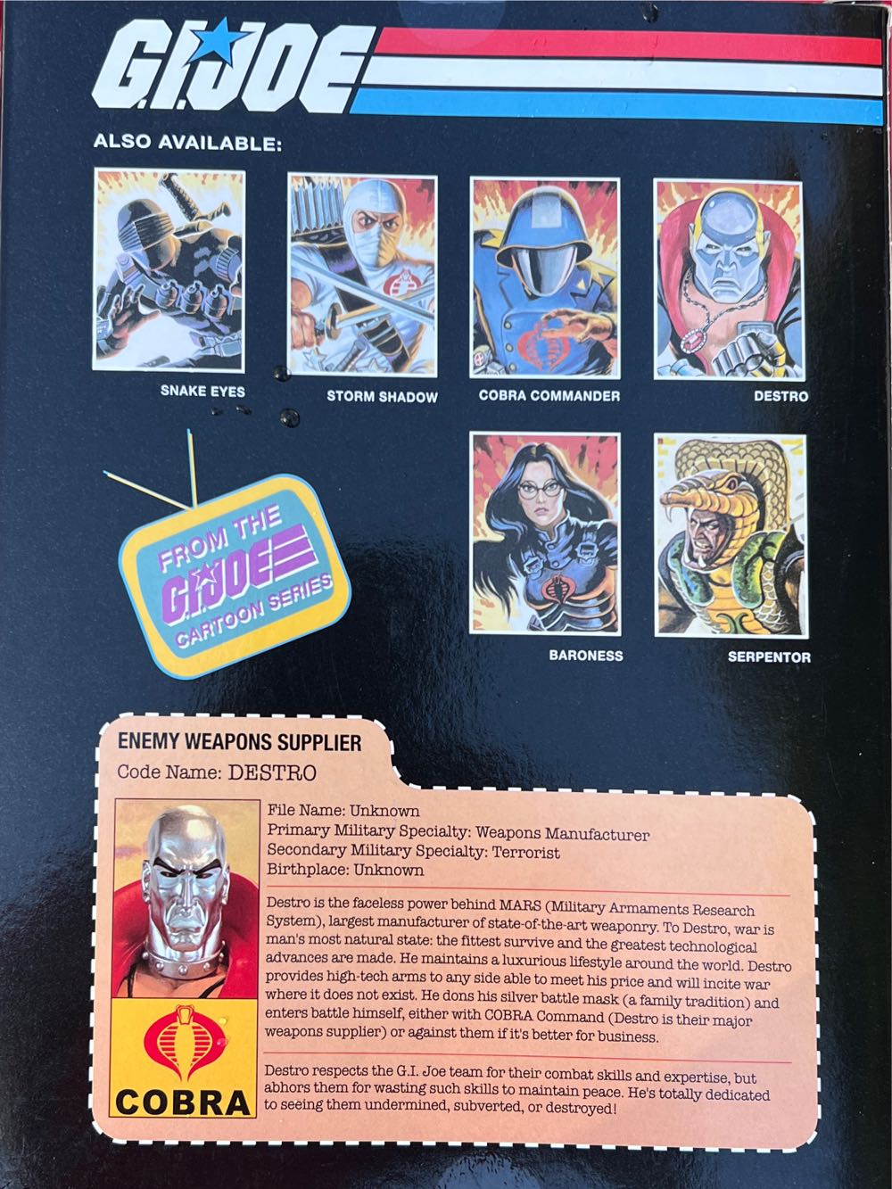PCS Destro - Enemy Weapons Supplier  (G. I. JOE) action figure collectible [Barcode 701575417780] - Main Image 3