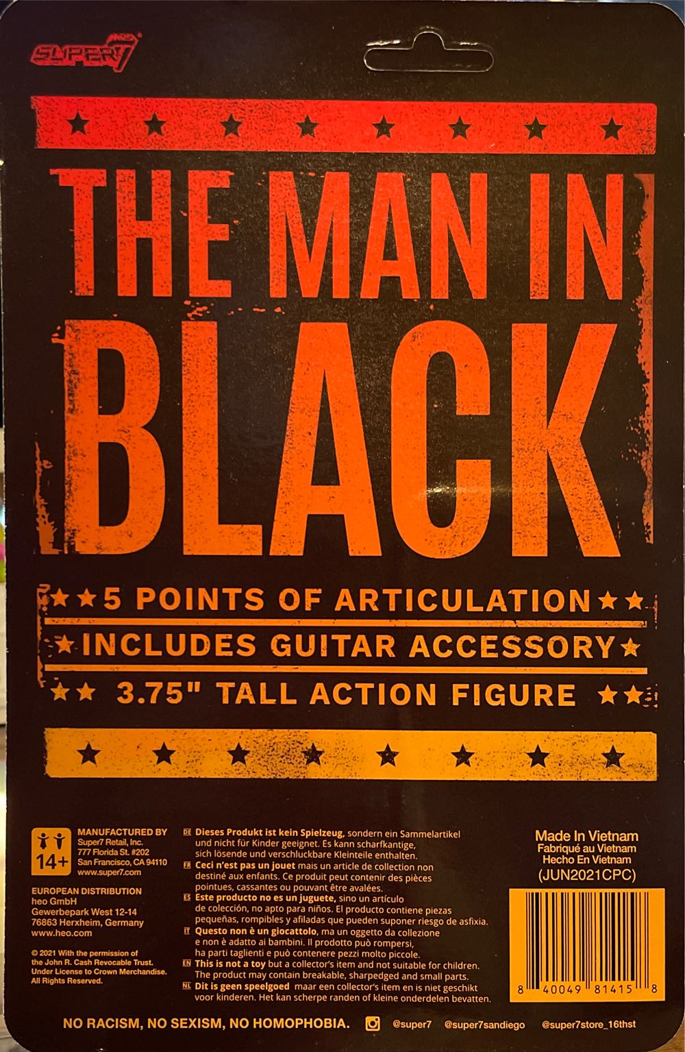 Johnny Cash Reaction The Man In Black - Super 7 (Johnny Cash ReAction Figures) action figure collectible [Barcode 840049814158] - Main Image 2
